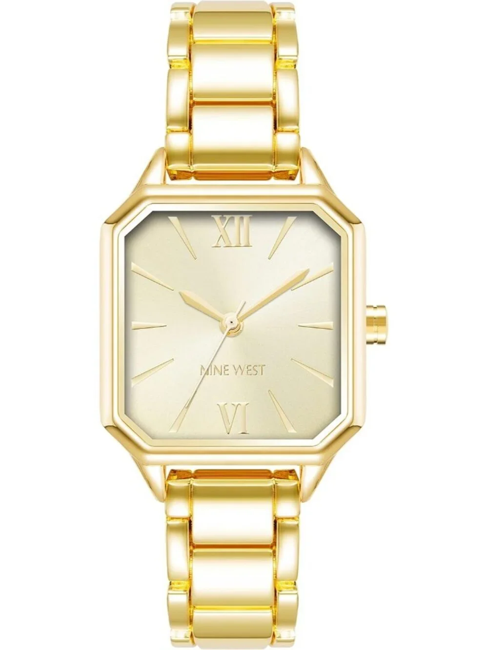 Nine West Women's Gold Analog Japanese Quartz Solid Octagonal Bracelet Watch